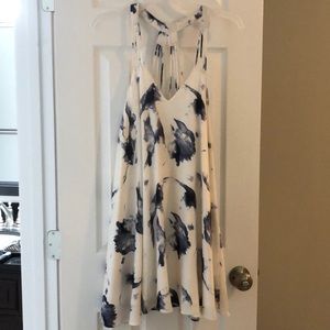 White and blue feather dress